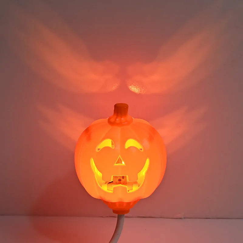 Pumpkin shaped LED lamp with yellow or purple light options for Halloween and autumn decoration