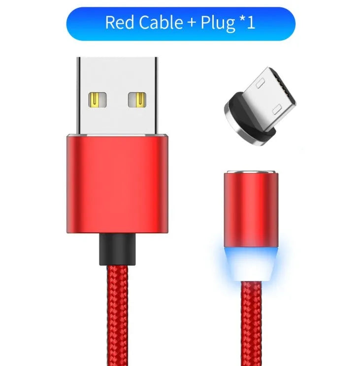 YBD magnetic LED charging cable 1 metre length with aluminium shell in multiple colours