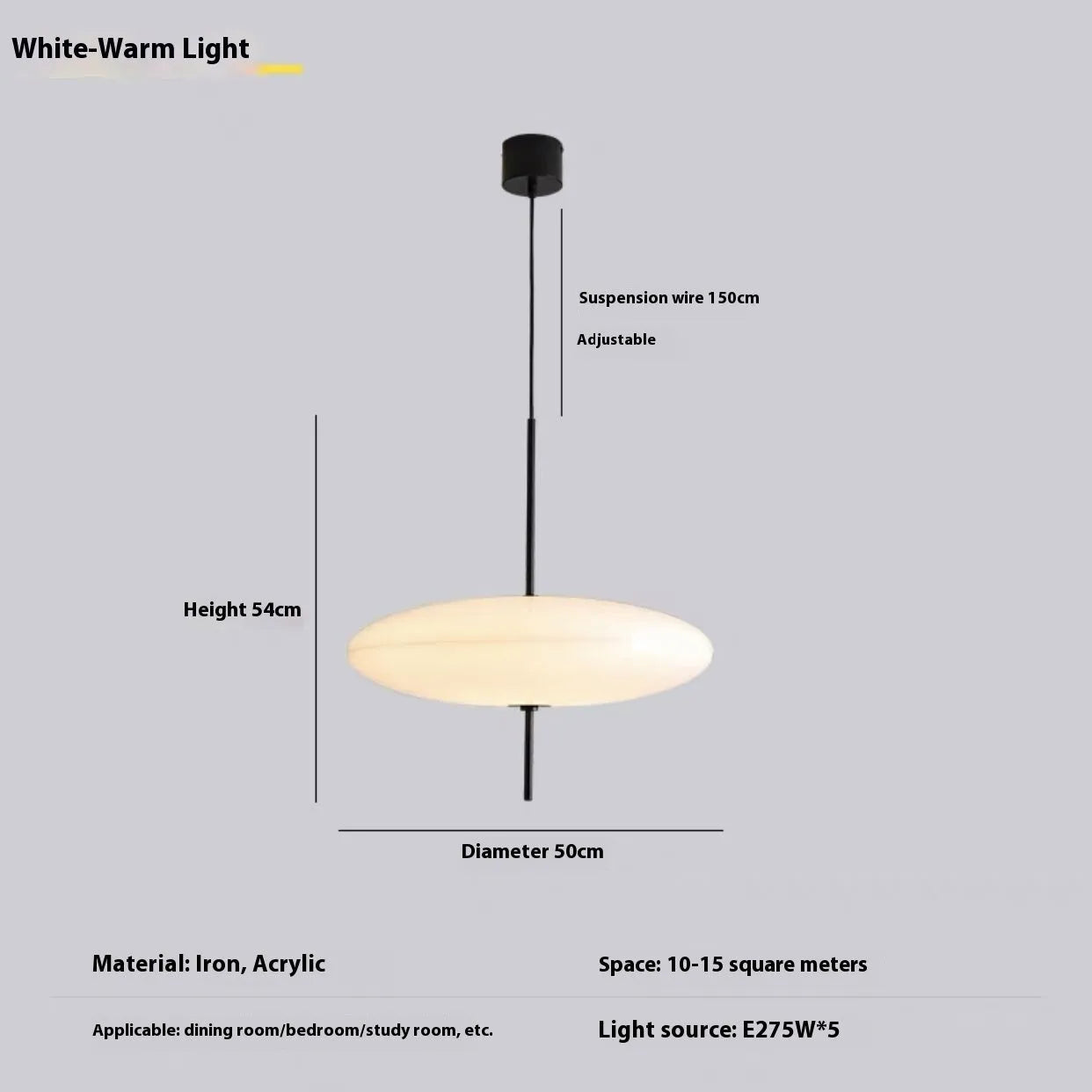 Nordic modern retro UFO pendant chandelier light fitting in a black and white colour scheme.