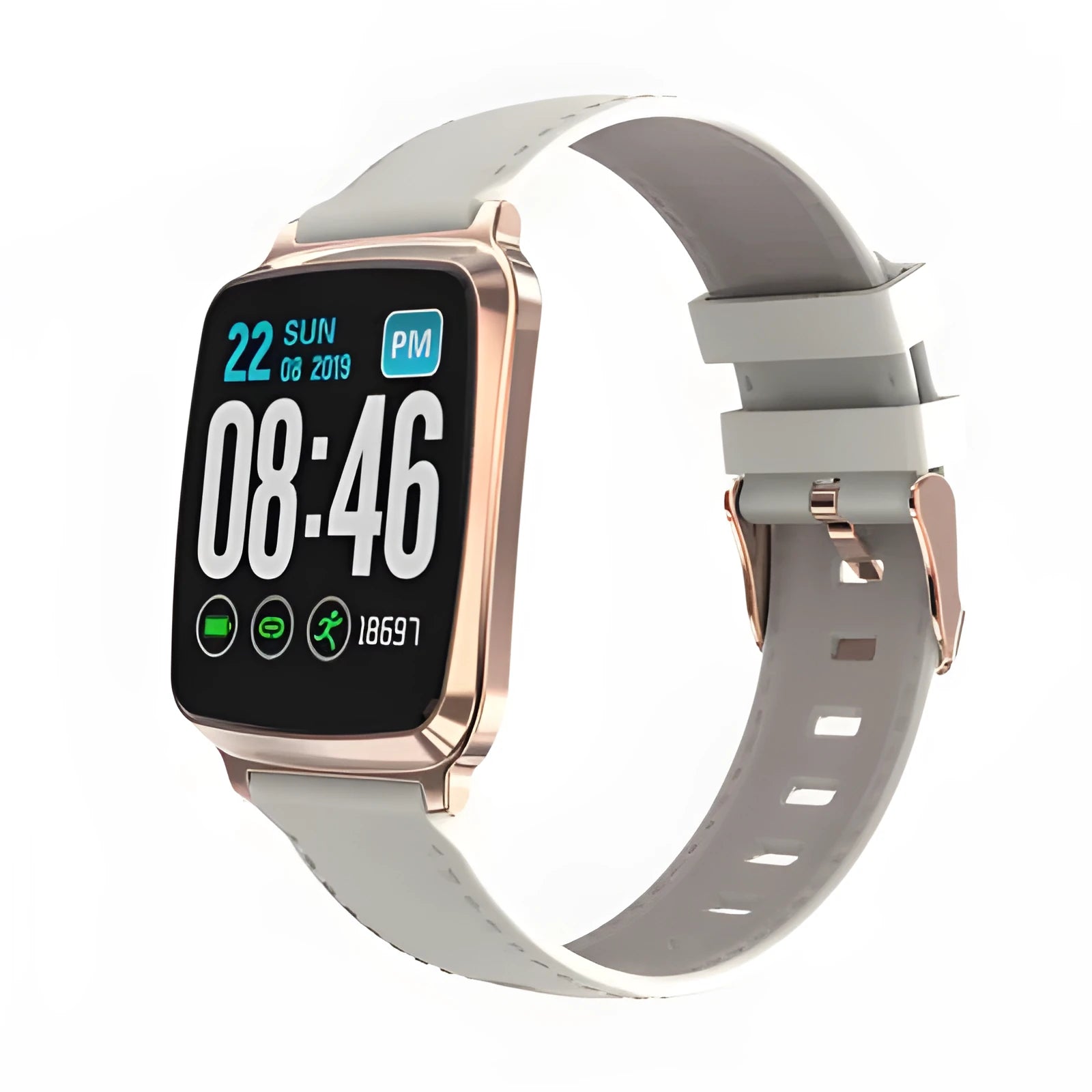 M8 smart bracelet with heart rate monitoring on wrist showing touch screen interface