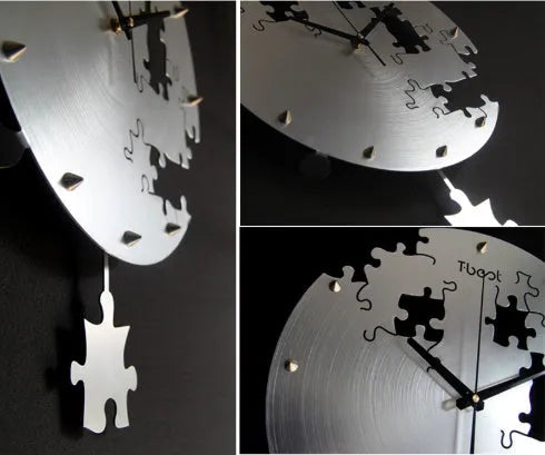 16 inch circular silent wall clock aluminium alloy black modern design living room decor