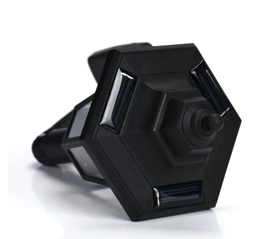 Black hexagonal solar wall lamp with light sensor for outdoor garden lighting
