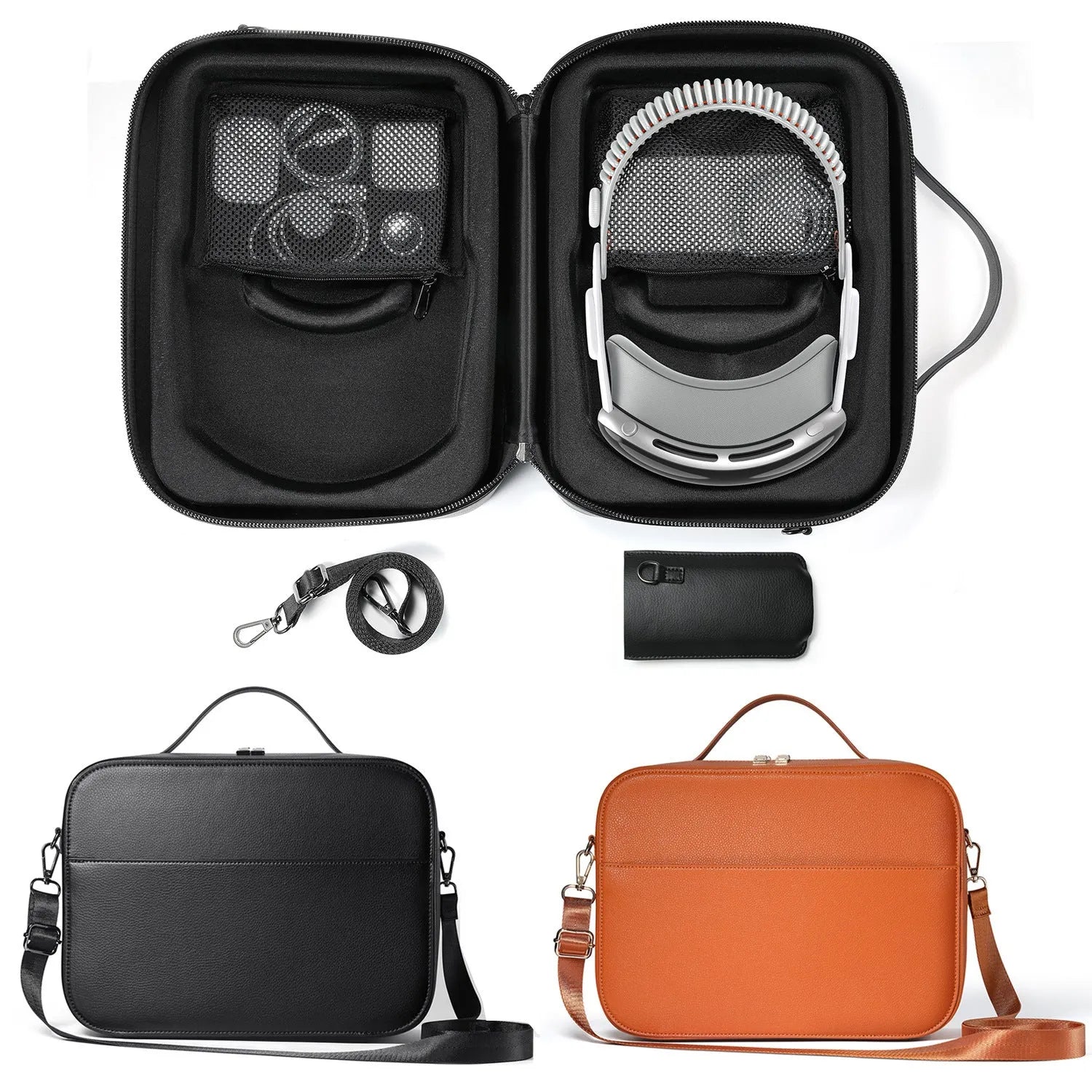 Black superfiber storage box for Apple Vision Pro MR glasses, showing internal dimensions.