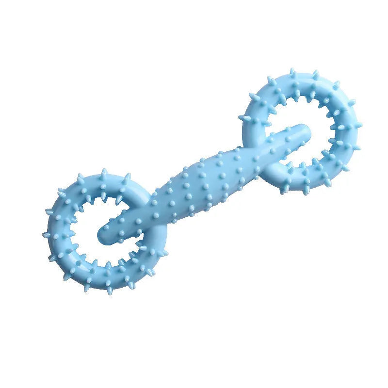 Blue TPR dog chew toy ring with textured surface for teething puppies