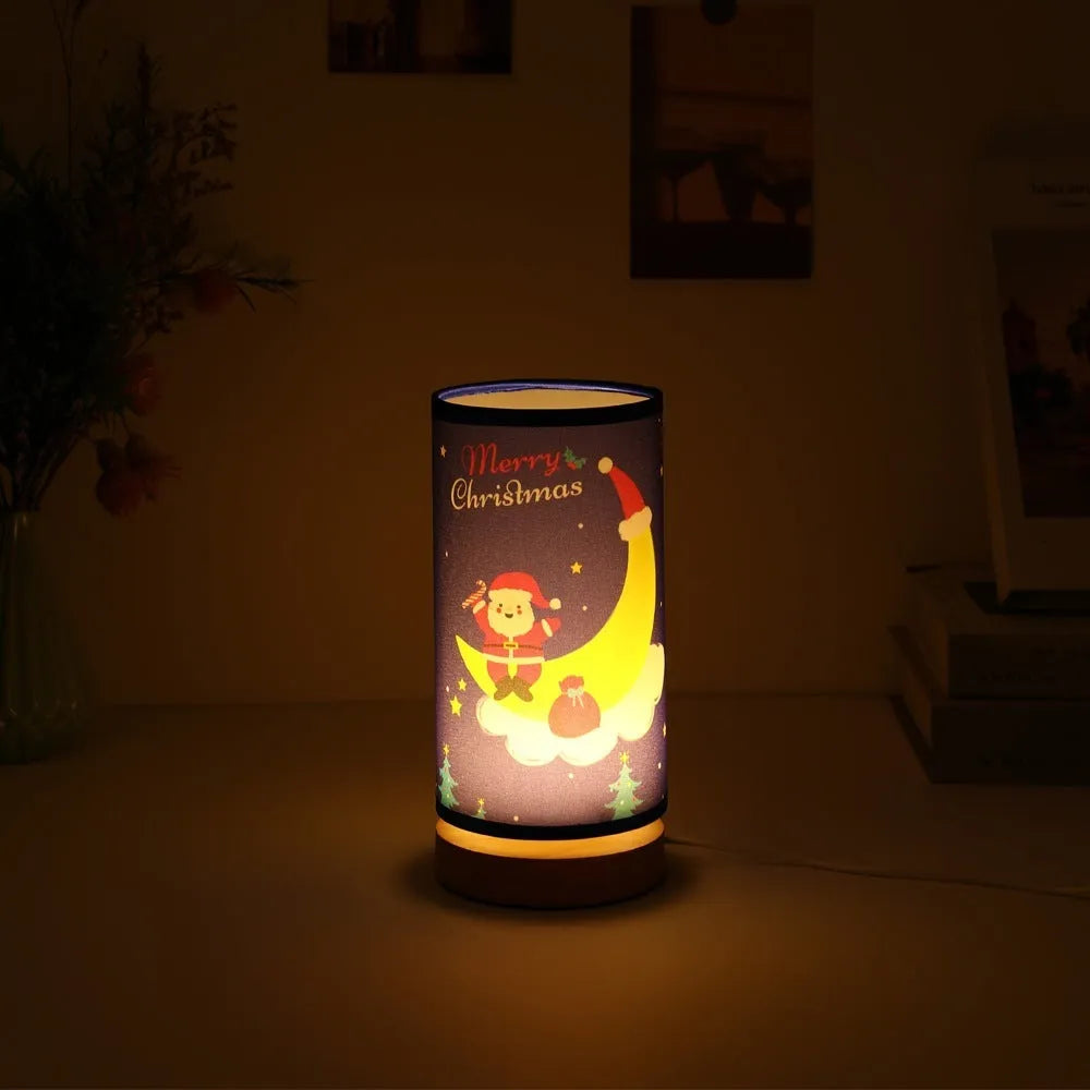 European style Christmas LED night light with bamboo lamp holder and USB plug connection