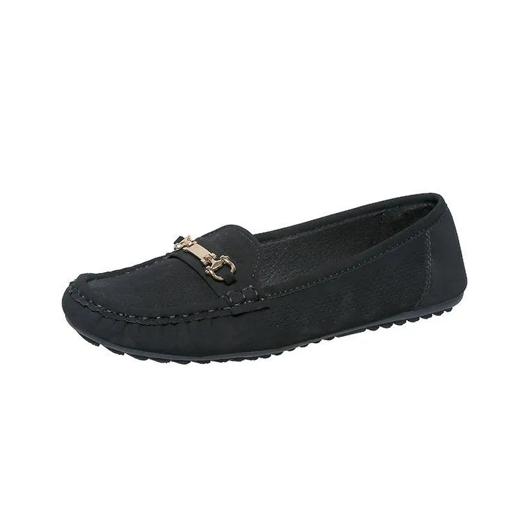 Women's flat casual shoes in black, khaki, or white with thin profile and breathable PU leather upper