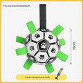 Medium dog toy ball for chewing and fetching made from PVC with a sounding feature for interactive play