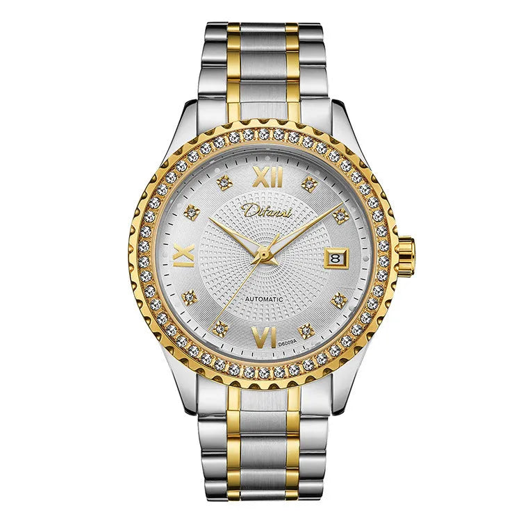 Fashionmonger men's automatic mechanical watch with luminous dial on wrist