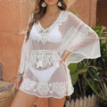 White water soluble beach blouse for women with free size design