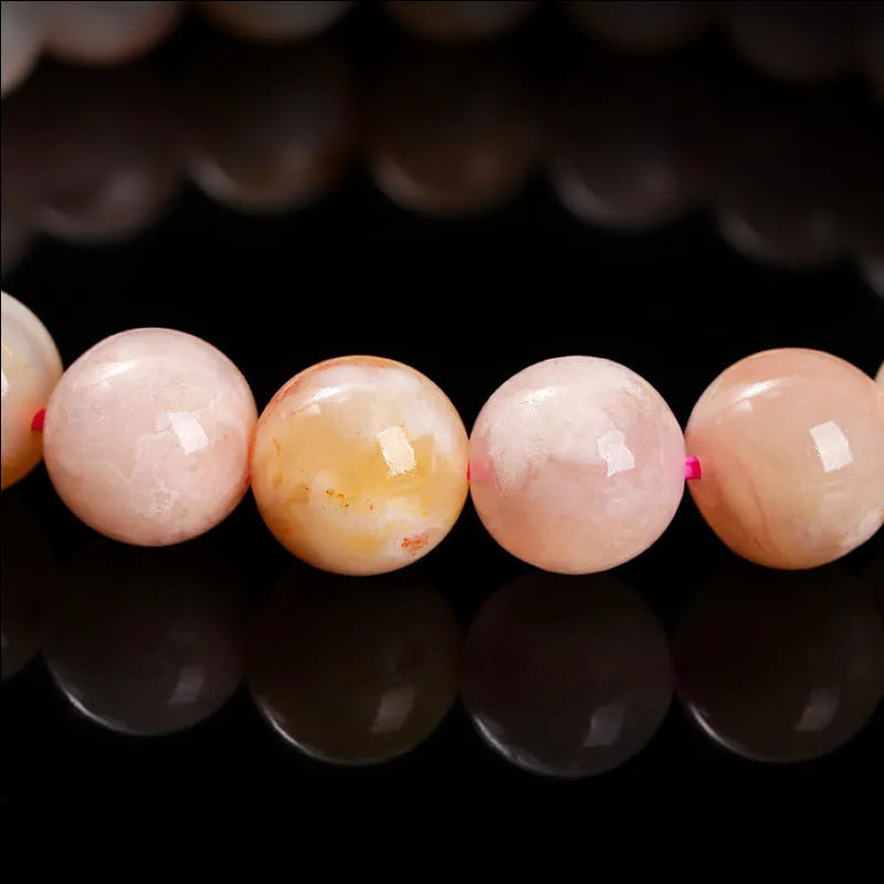 3A natural cherry agate bracelet with round polished beads in sweet style for women