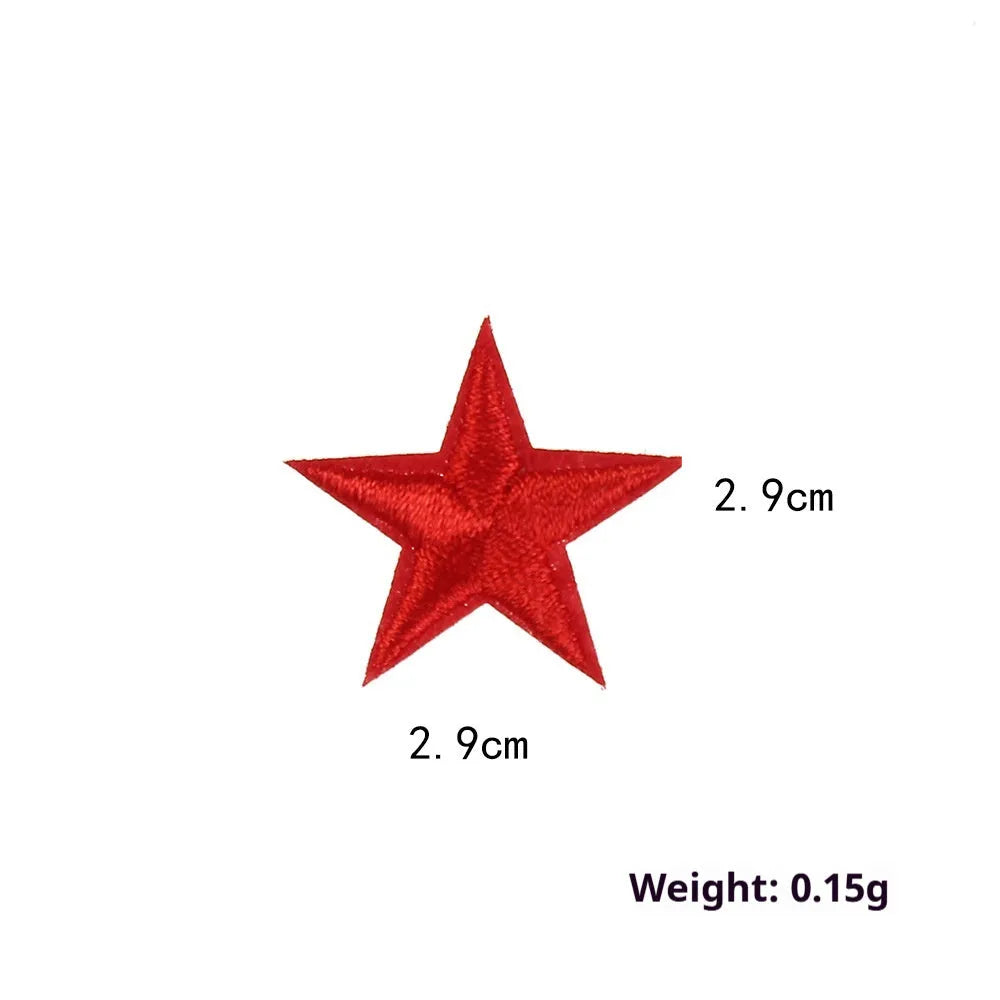 Colourful embroidered five-pointed star cloth stickers for DIY fabric decoration