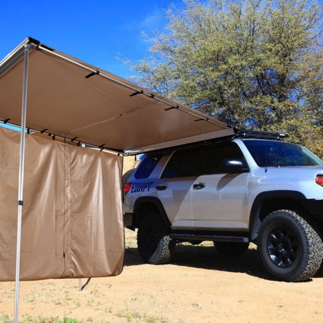 Two bedroom single layer camping tent with aluminium poles and black glue finish setup outdoors