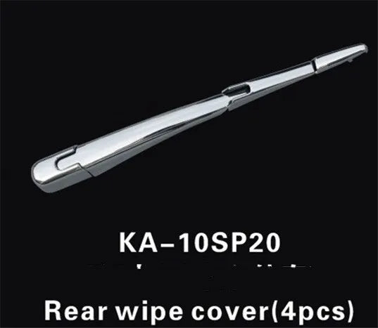 Set of four silvery ABS plastic rear window wiper cover trims for a 2010 Hyundai.