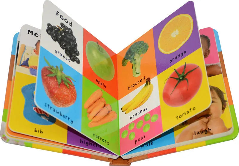 Children's English original first words cardboard book with red cover and animal illustrations