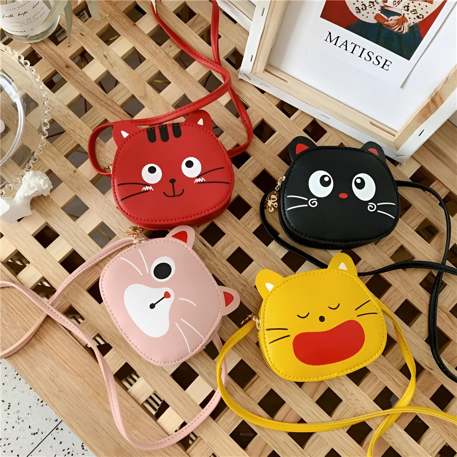 New Expression Kitty children messenger bag PU small shoulder bag in pink