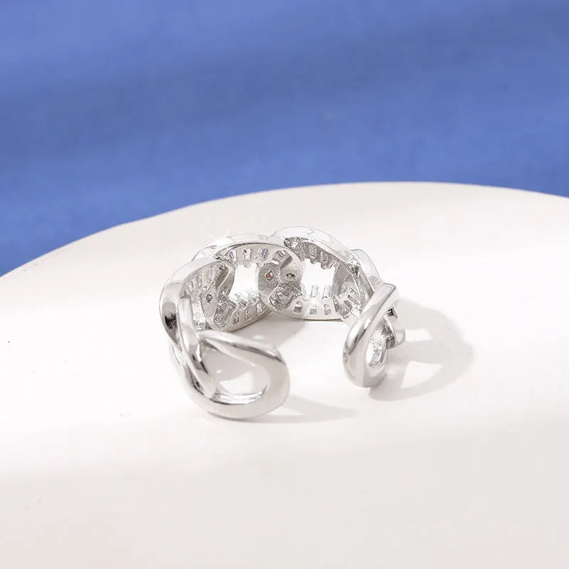 High-grade women's ethnic ring with non-fading zircon in silver copper electroplated finish