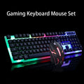 GTX300 black and white gaming keyboard and mouse set with colour backlit keys on keyboard