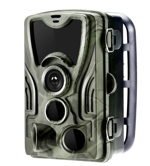 Green cellular trail camera for deer hunting with 16MP sensor and 65ft detection range