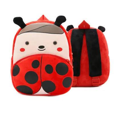 Children's plush animal backpack in various designs including elephant, bee, flamingo and unicorn styles