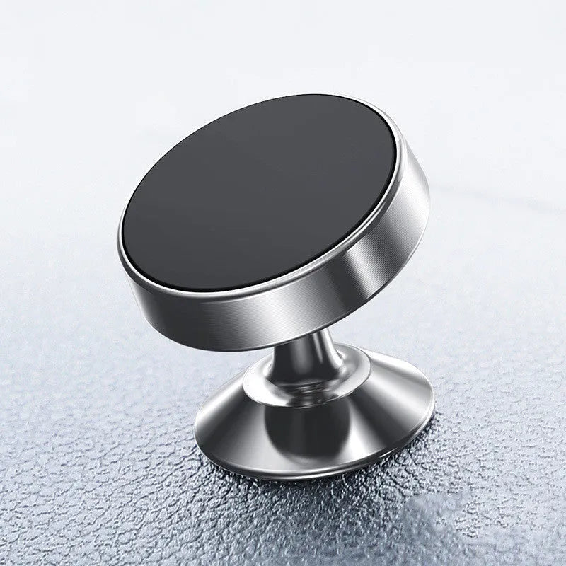 Magnetic car phone holder in aluminium alloy with CD-texture finish showing black, gold and silver colour options