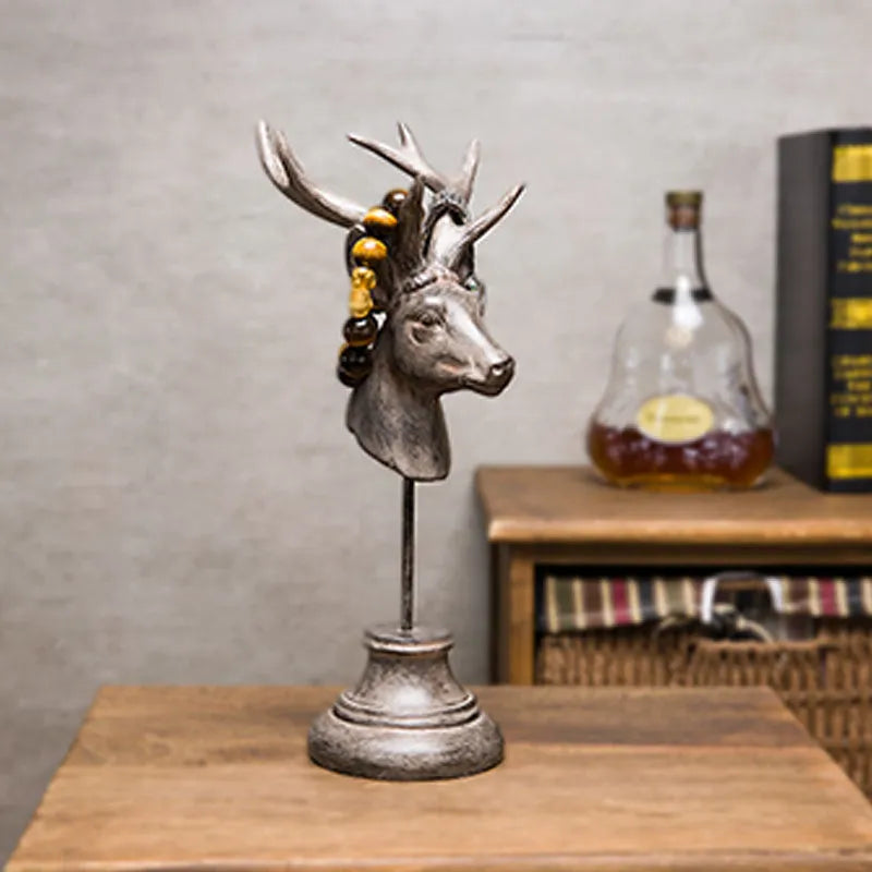 Natural resin animal home decoration sculpture in black, white, or wood colour, 32 cm tall.
