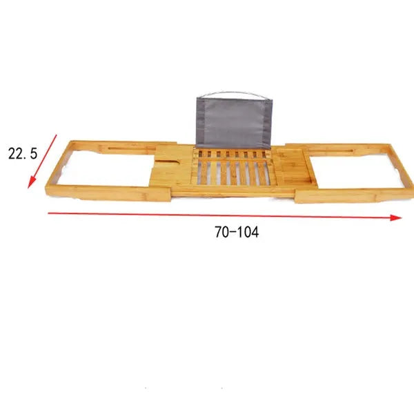 Bamboo bathtub storage frame with single-tier shelving for bathroom organisation