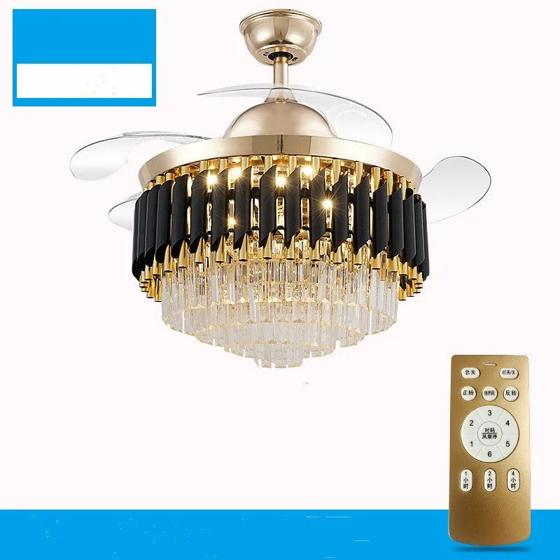 Crystal chandelier ceiling fan light with remote control in 42 or 48 inch size