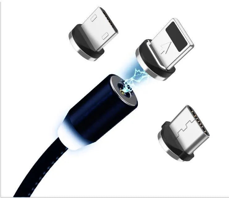 YBD magnetic LED charging cable 1 metre length with aluminium shell in multiple colours