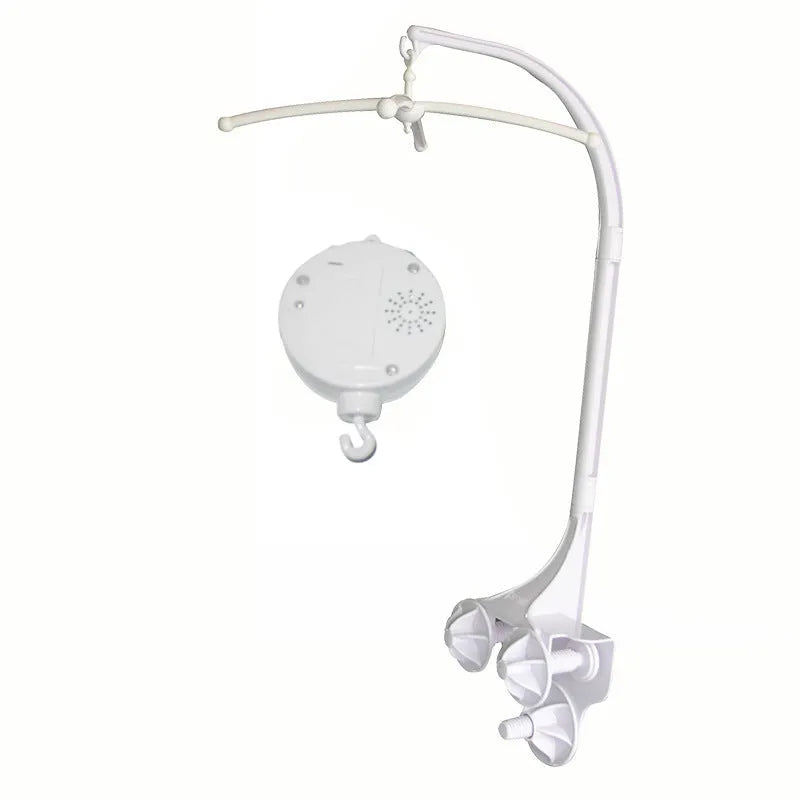 White plastic baby stroller ornament bracket measuring 95cm high and 17cm wide for attaching toys