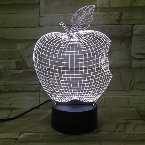 3D fruit colourful night light with LED illumination and touch control on acrylic shade