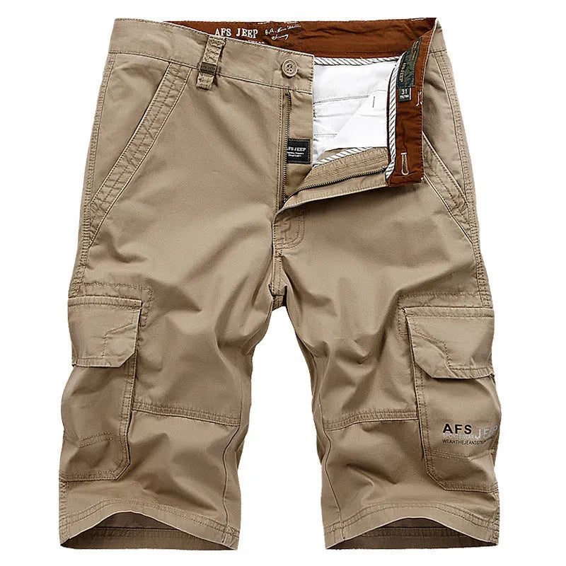 Men's loose fit 100% cotton overalls shorts in Army Green straight leg style