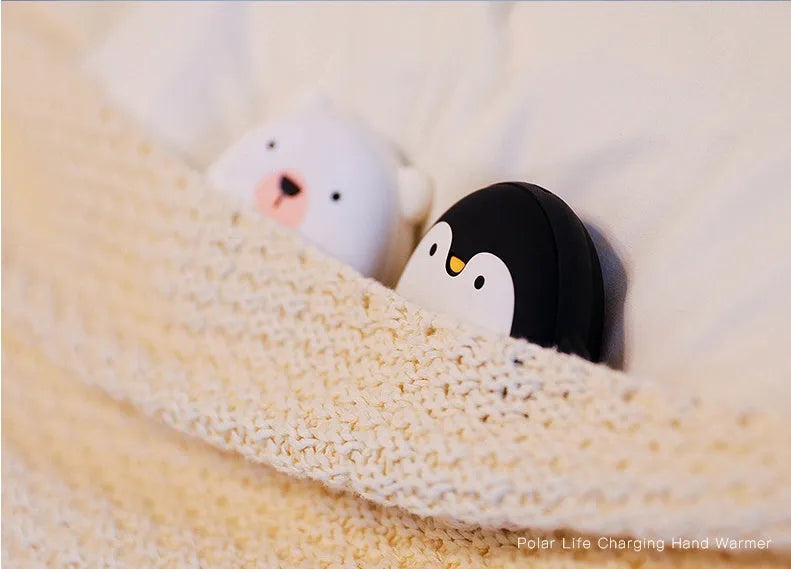 Cartoon penguin polar bear USB rechargeable hand warmer with double-side heating