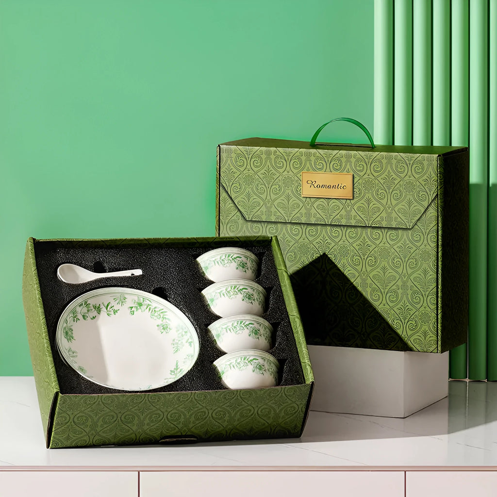 16-piece porcelain tableware set with glazed colour map design includes bowls spoons and plates