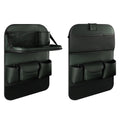 Car seat back storage bag with foldable dining table in leather, waterproof and pressure resistant, high grade gray colour