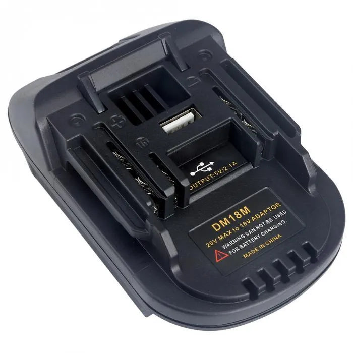 Black Milwaukee to Makita battery adapter for DM18M to H99F conversion