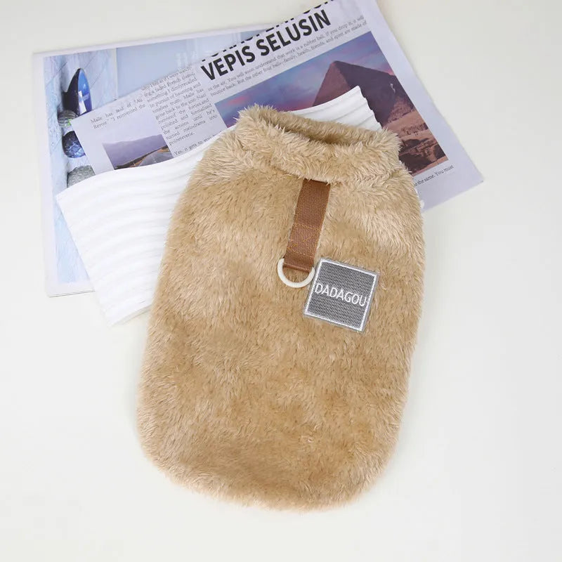 Coral fleece fluffy jacket for dog or cat in blue colour