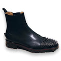 Men's black high-top leather business casual shoes with genuine leather soles