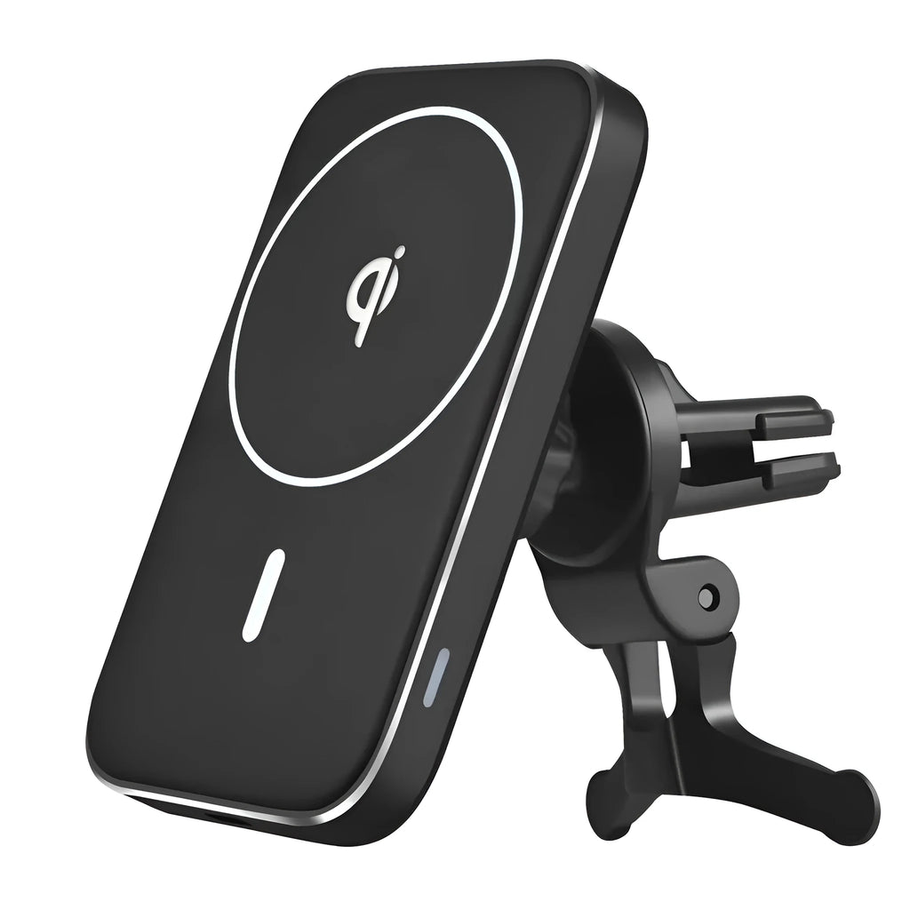 Black M6 wireless charging car bracket with magnetic phone mount and USB cable