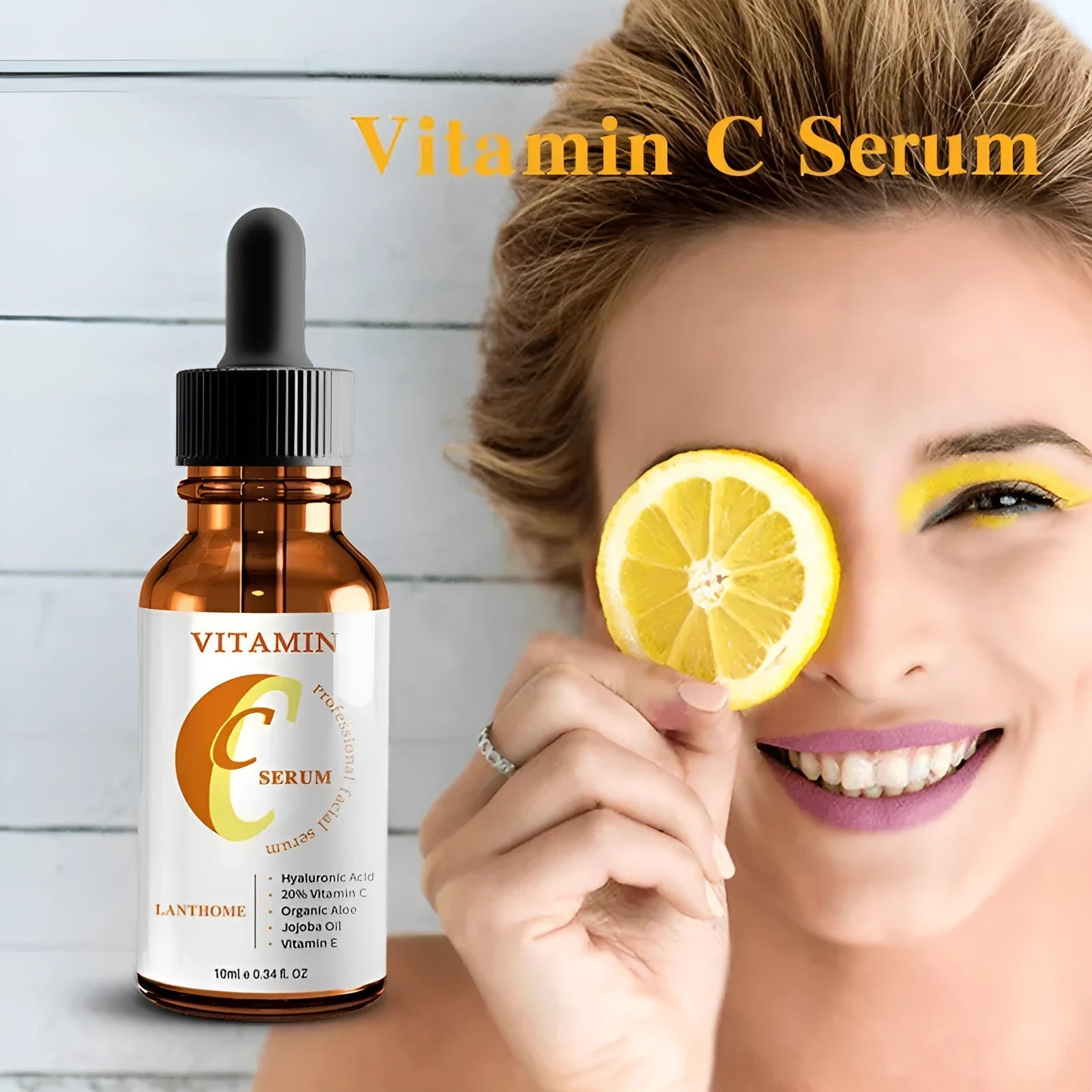Vitamin C Hyaluronic Acid Facial Serum bottle for whitening, anti-aging, and moisturising.