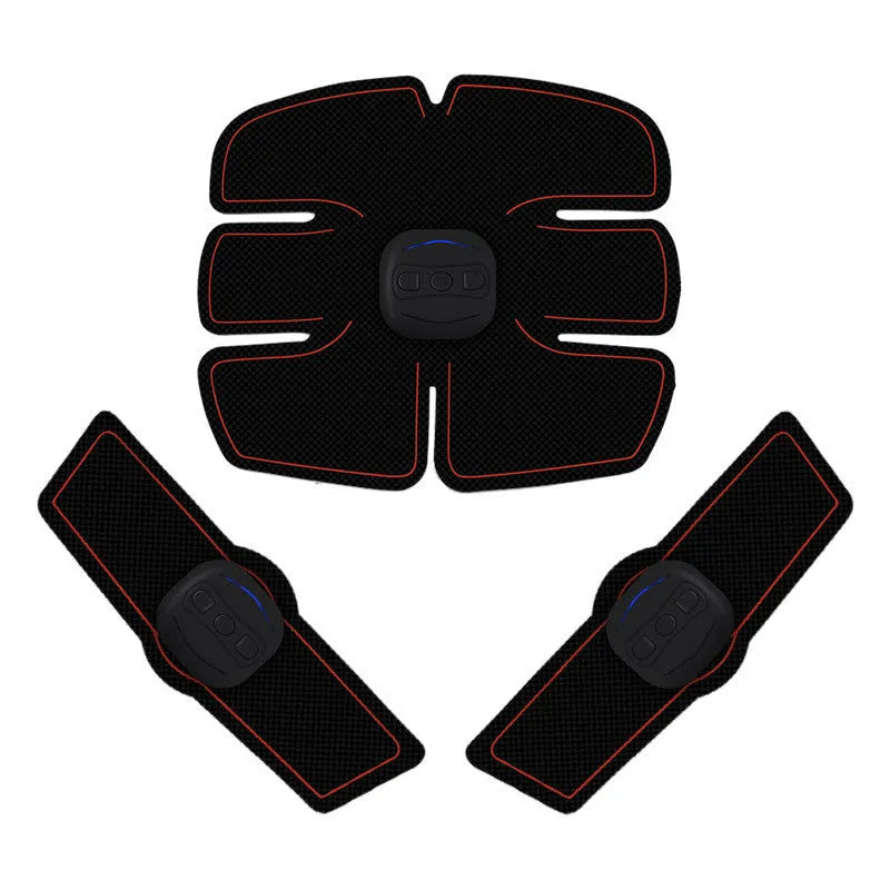 Portable EMS smart muscle stimulator with three hosts and hydrogel pads for arm and abdomen training
