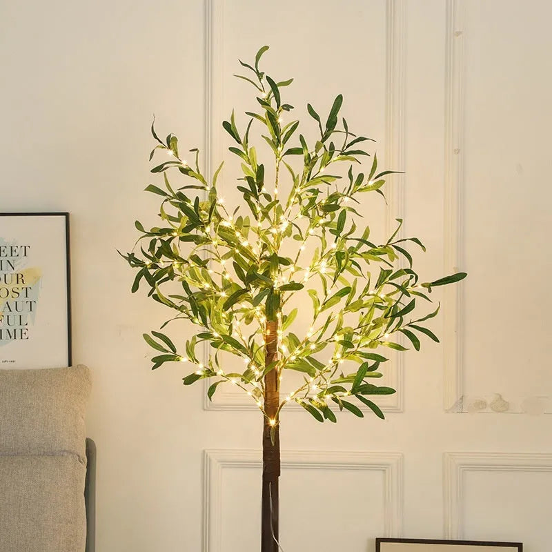 1.8 metre tall artificial olive tree lamp with 210 warm lights for outdoor courtyard decoration