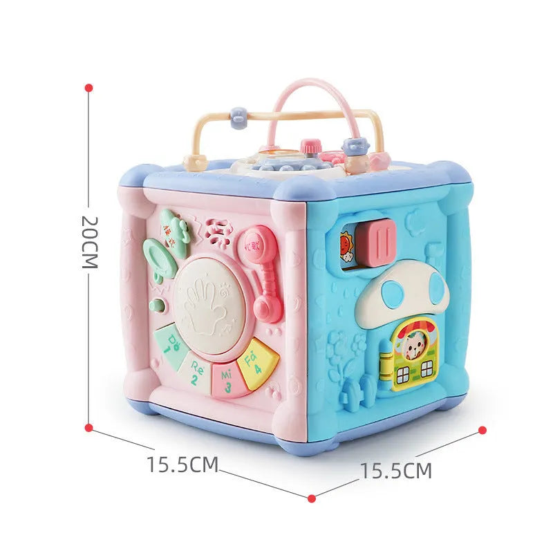 Drum baby early education toys building blocks cube plastic musical sound toy 15.5x15.5x20cm