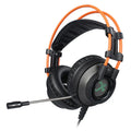 K9 wired gaming headset with noise cancelling microphone, 3.5mm plug, in black and orange colours