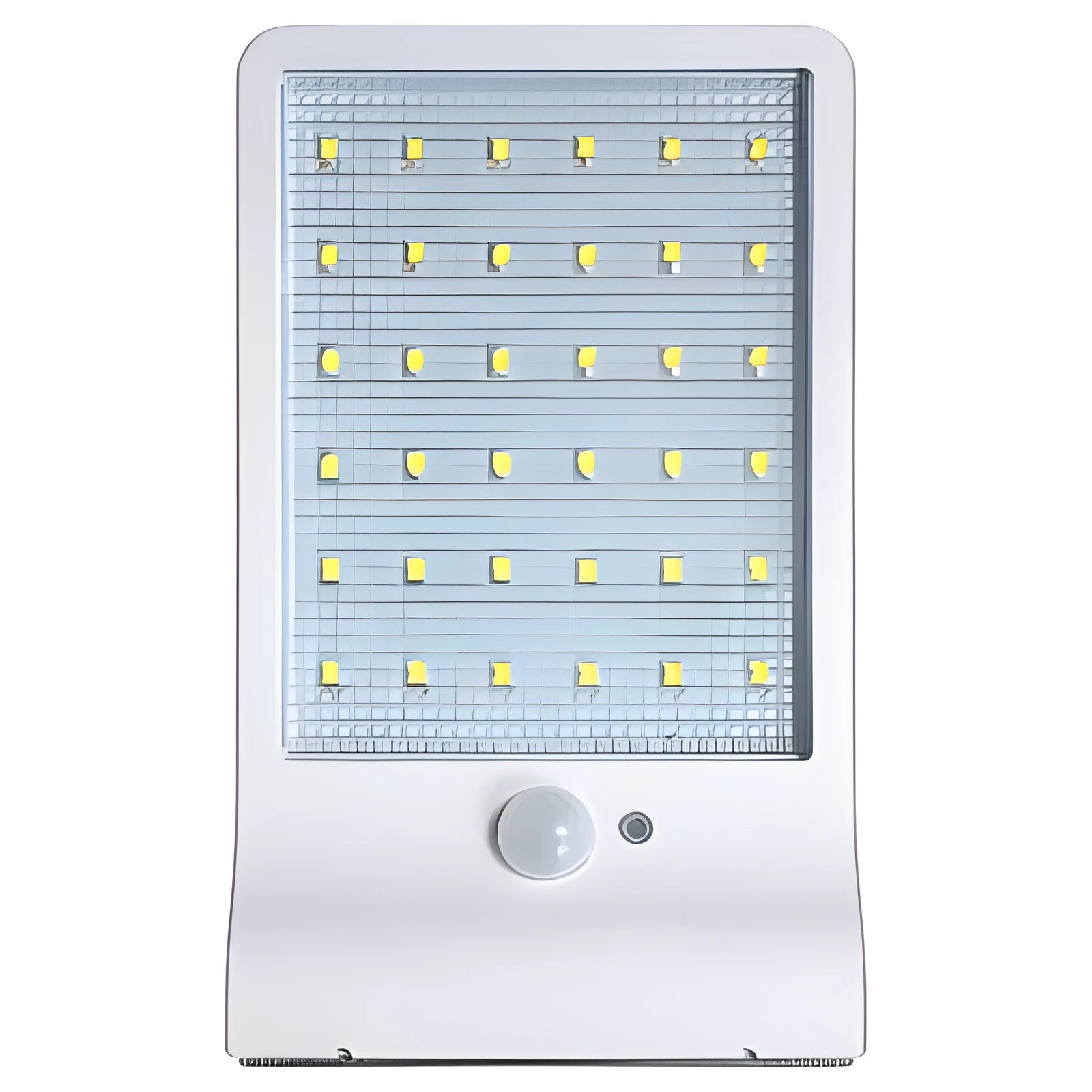 Outdoor solar garden light with LED illumination and waterproof IP65 rating in black or white finish