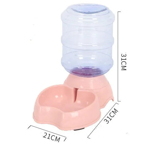 Automatic dog food machine 1.8L pet puzzle feeding device in apricot colour with drinking fountain style