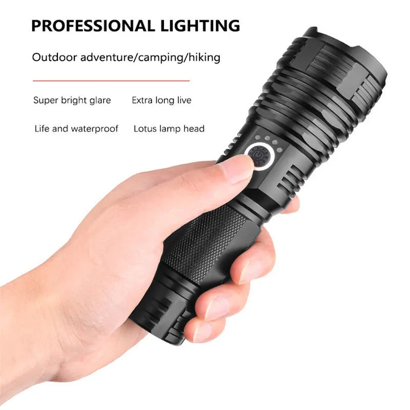 USB charging P70 outdoor flashlight with XHP 70 bulb and aluminium alloy body