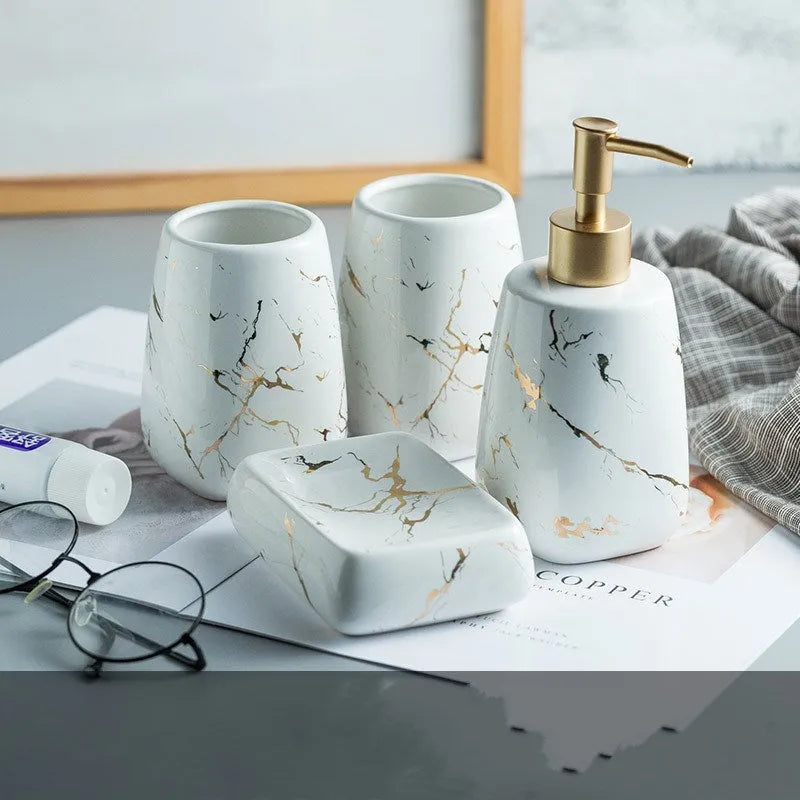 Ceramic bathroom wash set in black, blue, or white colours, showing smooth porcelain finish.
