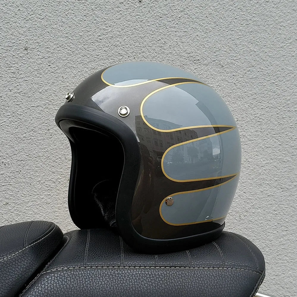 FRP retro half helmet for electric motorcycle commuting available in multiple colours and sizes