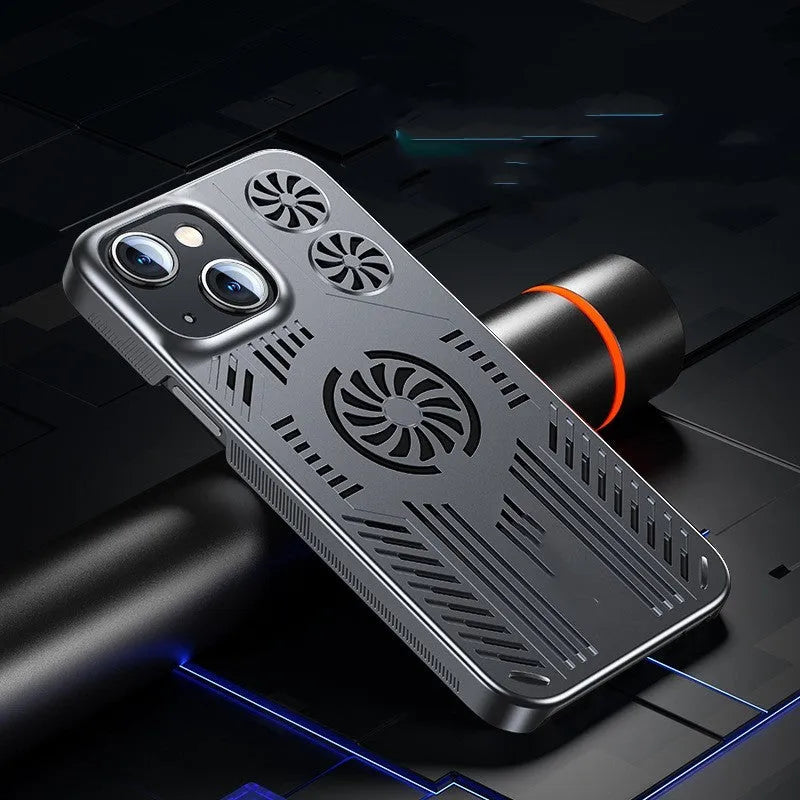 Breathable magnetic suction gaming phone case for Apple 13 Pro Max in cool black