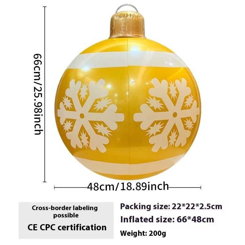 Inflatable PVC Christmas ball decoration for outdoor garden use with hand pump